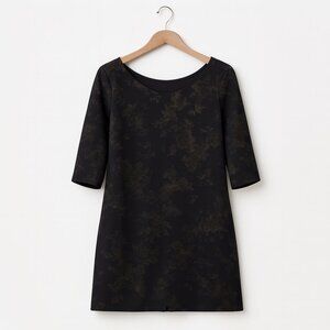 LE CHATEAU | Black & Gold Zip-Up Back Dress - 20 inches PTP